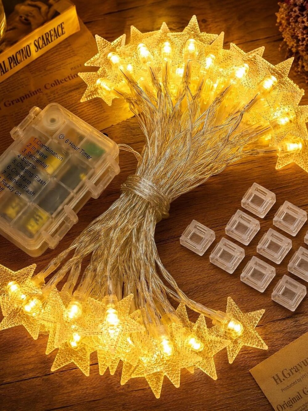 Star String Lights Warm White Battery Operated